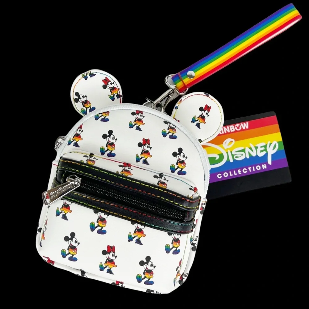Disney Parks Loungefly Mickey Minnie Mouse Rainbow Pride Mini Backpack Wristlet - Picture 1 of 11